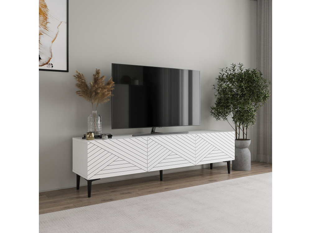 Porta TV in legno "Felix" - 160 x 31 x 44 cm - Bianco