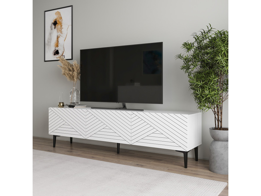 Porta TV in legno "Felix" - 160 x 31 x 44 cm - Bianco