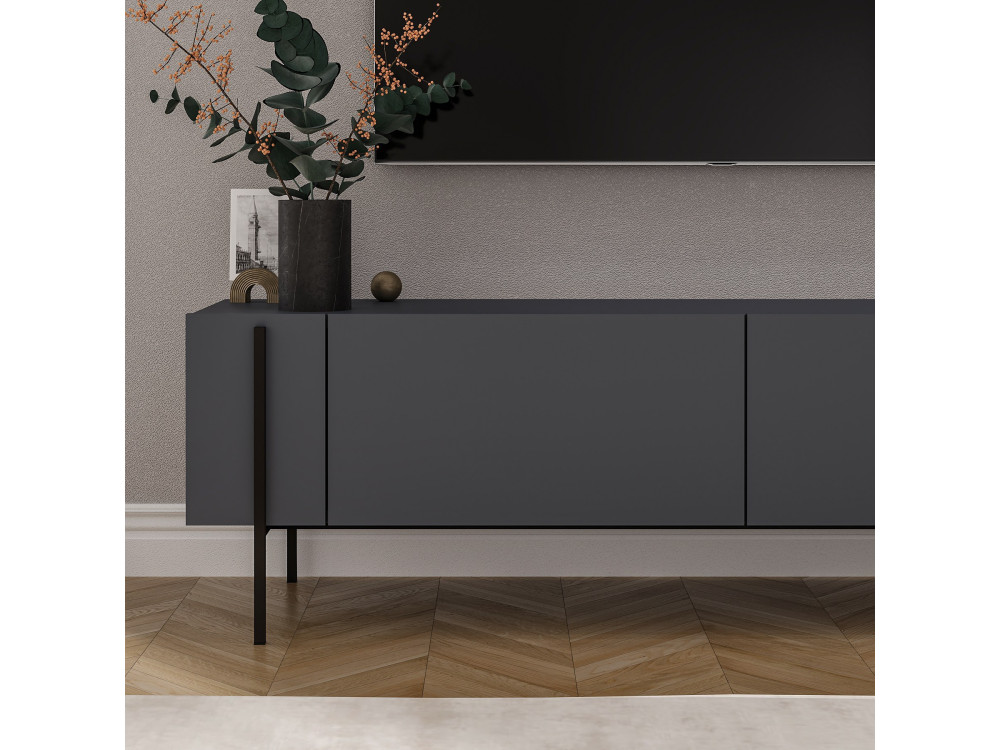 Porta TV in legno "Herman" - 160 x 31 x 45 cm - Grigio antracite
