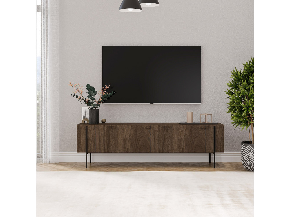 Porta TV in legno "Herman" - 160 x 31 x 45 cm - Marrone