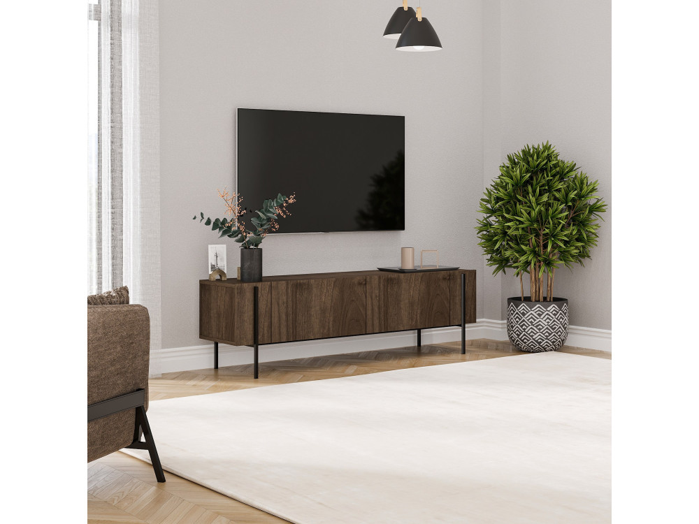 Porta TV in legno "Herman" - 160 x 31 x 45 cm - Marrone