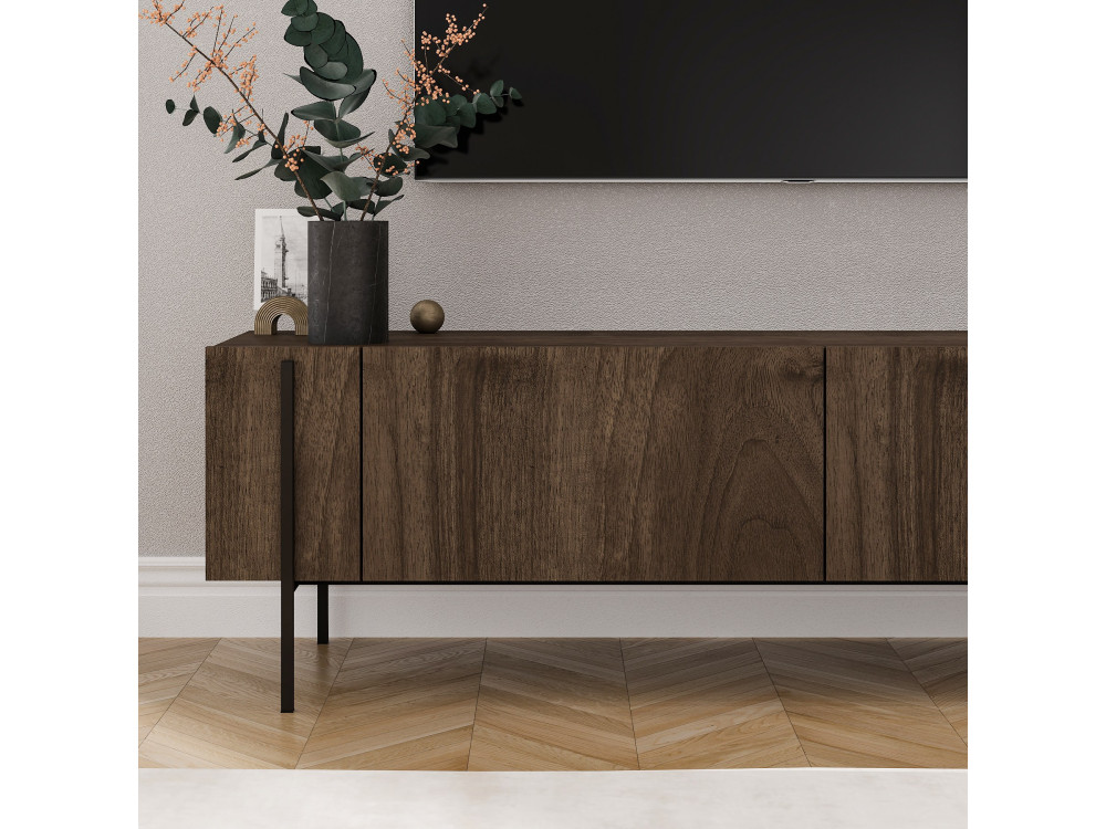 Porta TV in legno "Herman" - 160 x 31 x 45 cm - Marrone