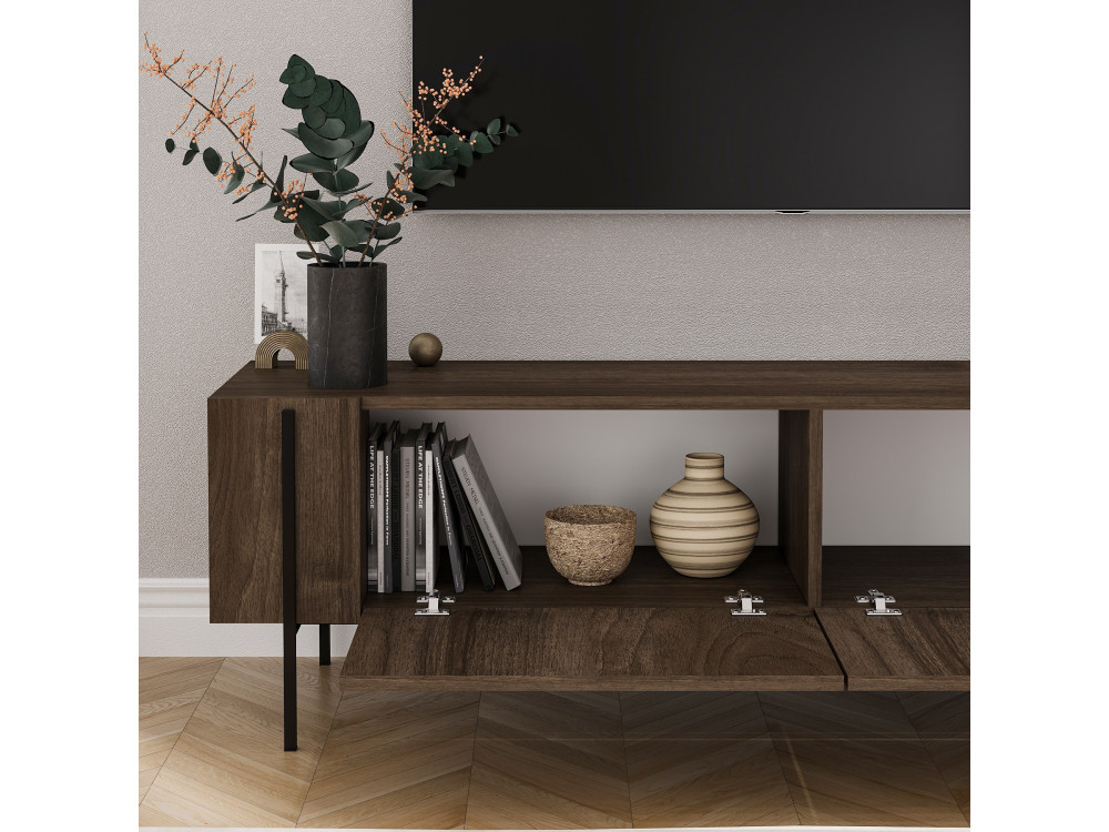 Porta TV in legno "Herman" - 160 x 31 x 45 cm - Marrone