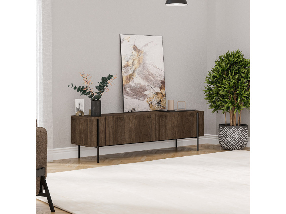 Porta TV in legno "Herman" - 160 x 31 x 45 cm - Marrone