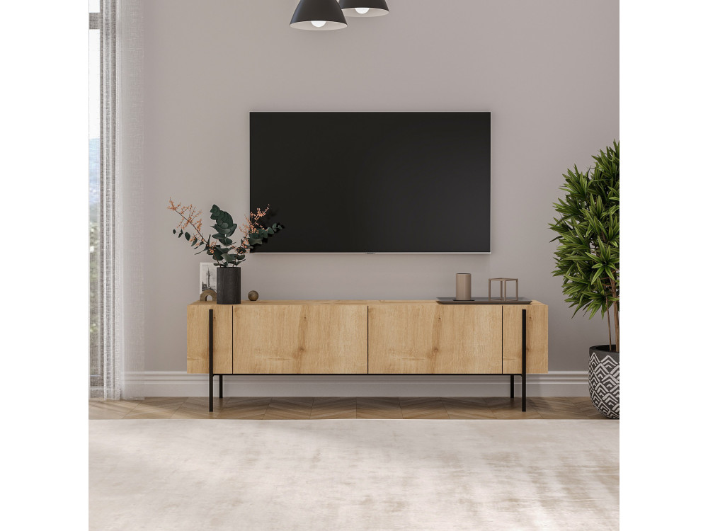 Porta TV in legno "Herman" - 160 x 31 x 45 cm - Beige