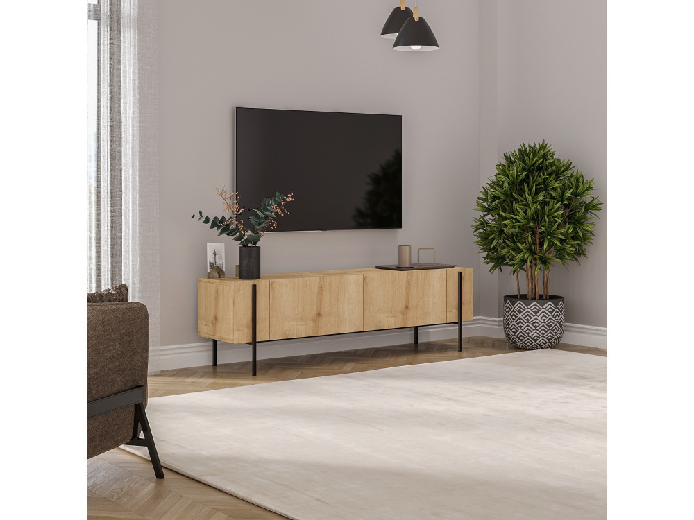 Porta TV in legno "Herman" - 160 x 31 x 45 cm - Beige