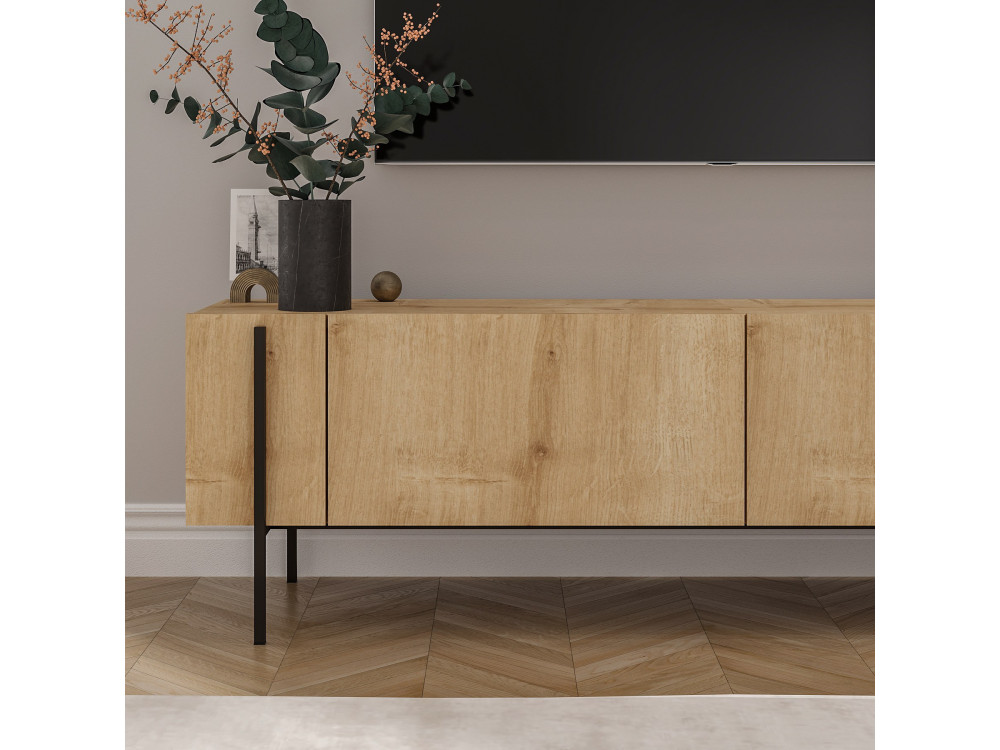 Porta TV in legno "Herman" - 160 x 31 x 45 cm - Beige