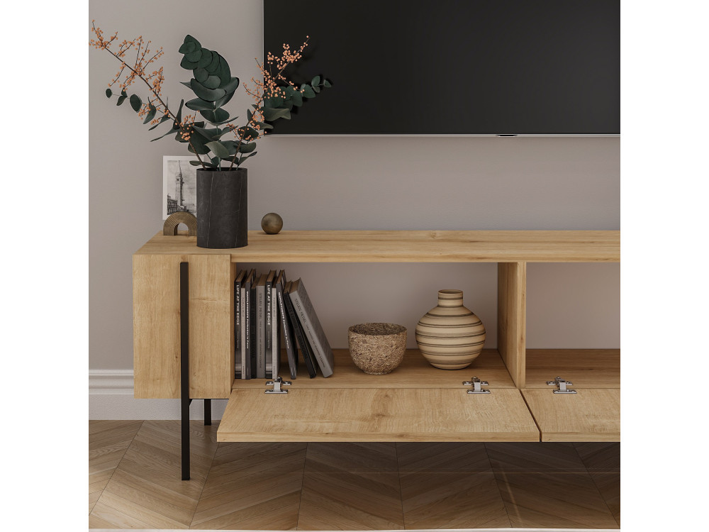 Porta TV in legno "Herman" - 160 x 31 x 45 cm - Beige