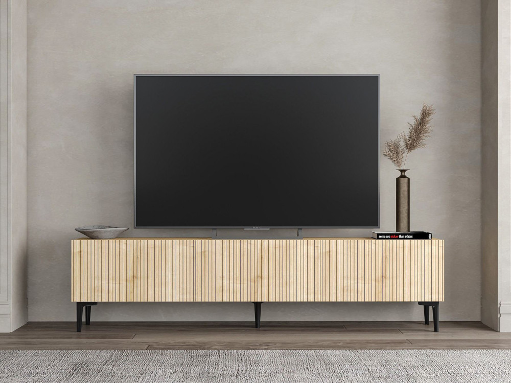 Porta TV in legno "Oscar" - 180 x 31 x 45 cm - Marrone chiaro
