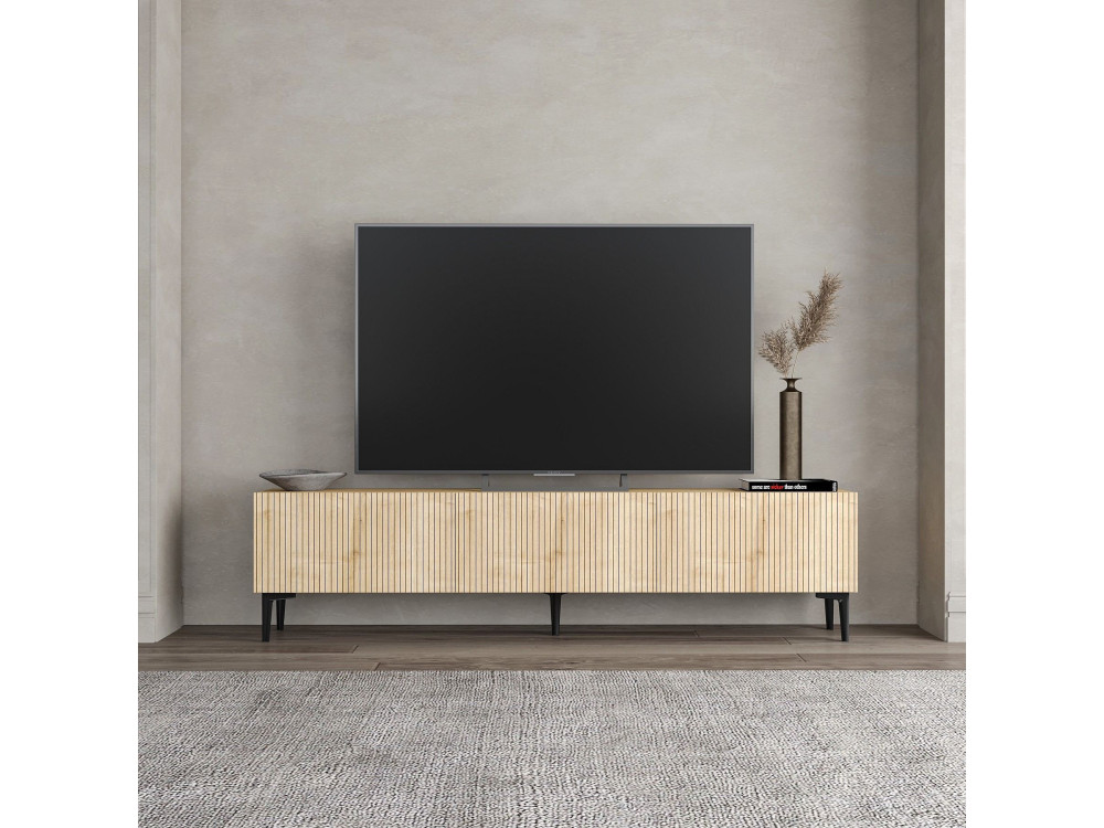 Porta TV in legno "Oscar" - 180 x 31 x 45 cm - Marrone chiaro