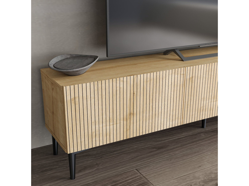 Porta TV in legno "Oscar" - 180 x 31 x 45 cm - Marrone chiaro