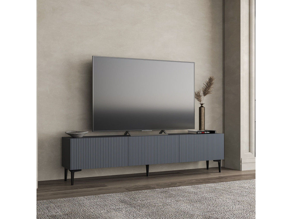 Porta TV in legno "Oscar" - 180 x 31 x 45 cm - Grigio antracite