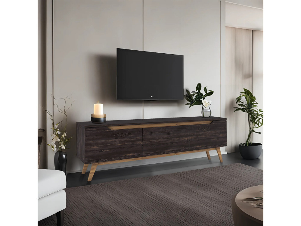 Porta TV in legno "Digi" - 180 x 35 x 48 cm - Nero