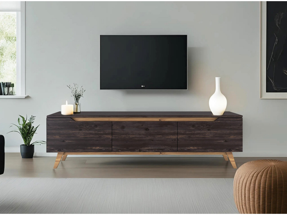 Porta TV in legno "Digi" - 180 x 35 x 48 cm - Nero