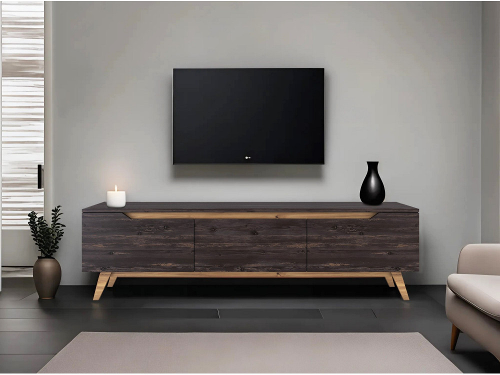 Porta TV in legno "Digi" - 180 x 35 x 48 cm - Nero