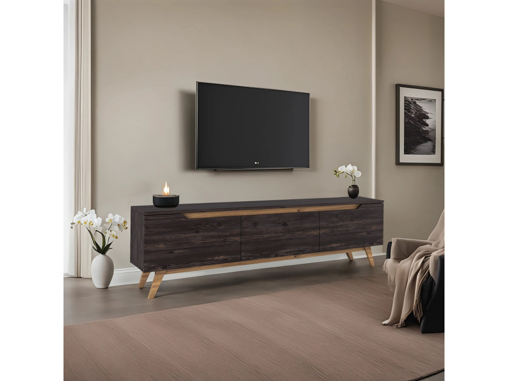 Porta TV in legno "Digi" - 180 x 35 x 48 cm - Nero