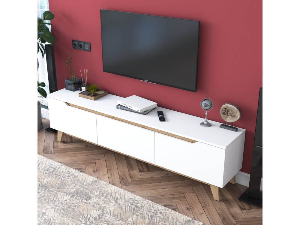 Porta TV in legno "Digi" - 180 x 35 x 48 cm - Beige