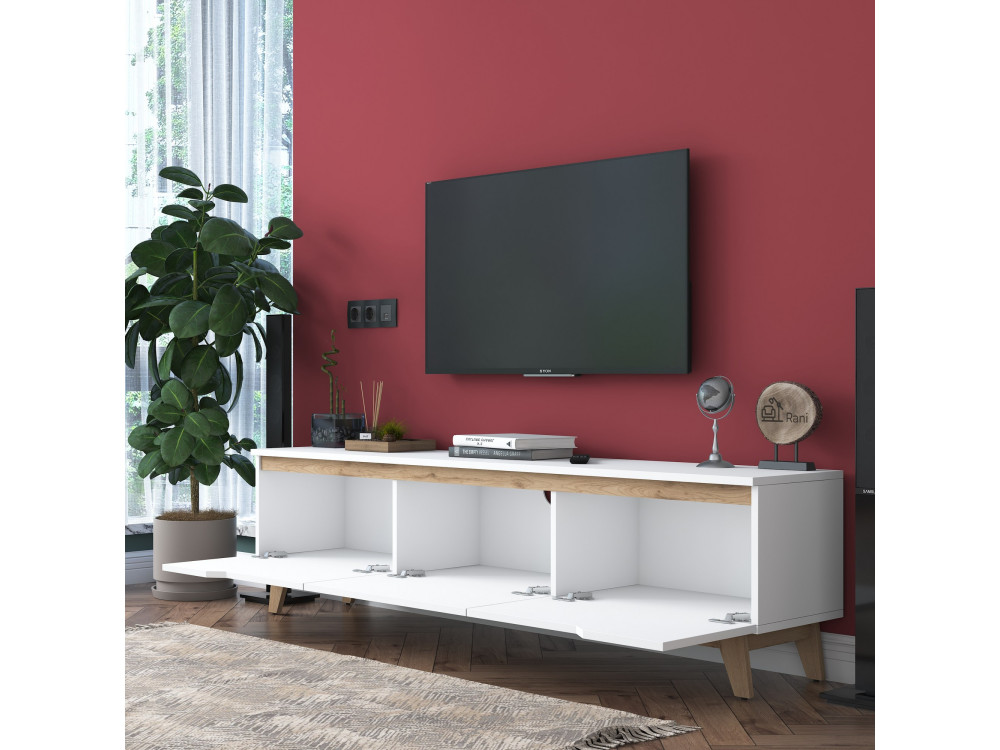 Porta TV in legno "Digi" - 180 x 35 x 48 cm - Beige