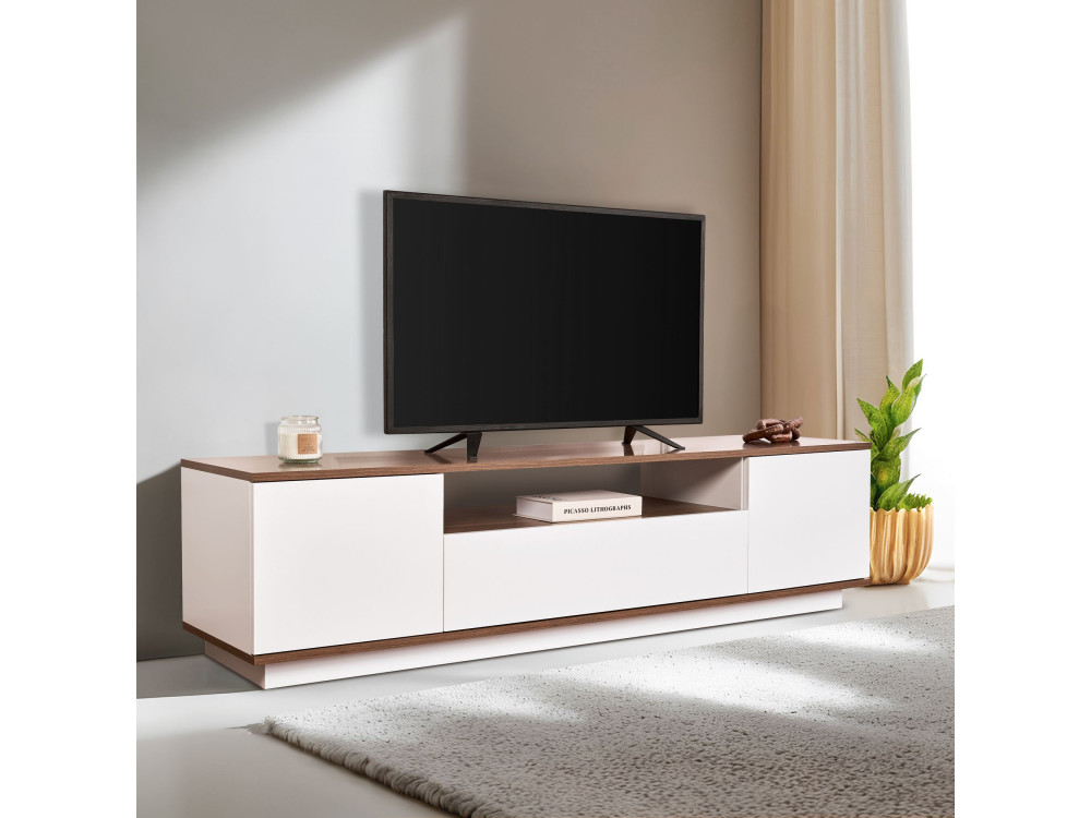 Porta TV in legno "Veramont" - 180 x 44 x 44 cm - Marrone scuro