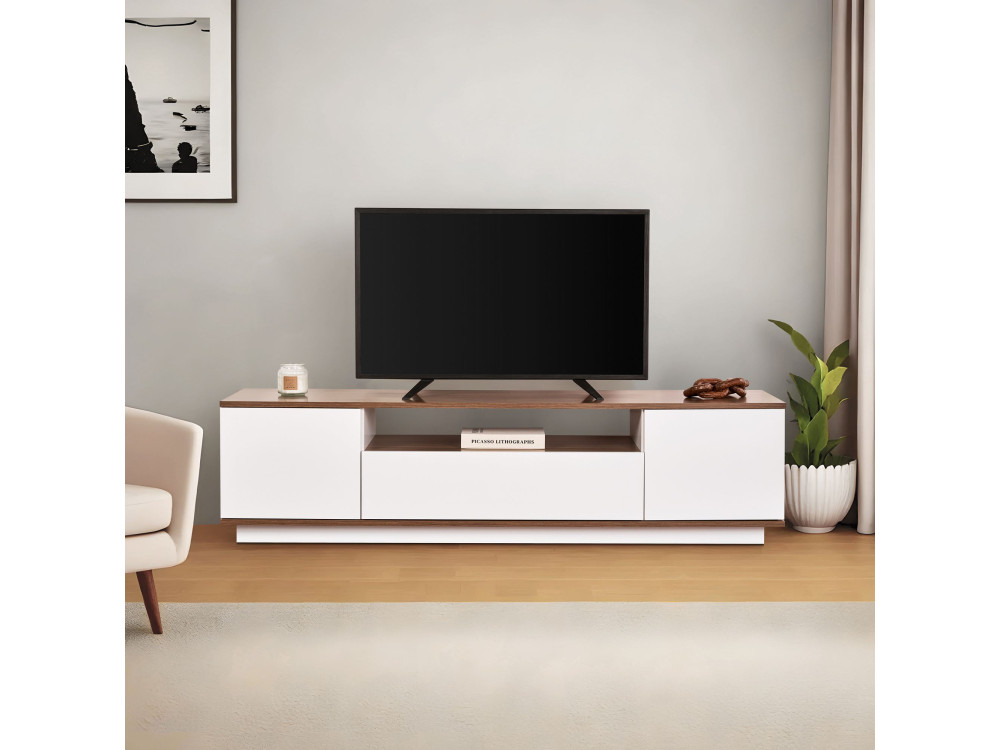 Porta TV in legno "Veramont" - 180 x 44 x 44 cm - Marrone scuro