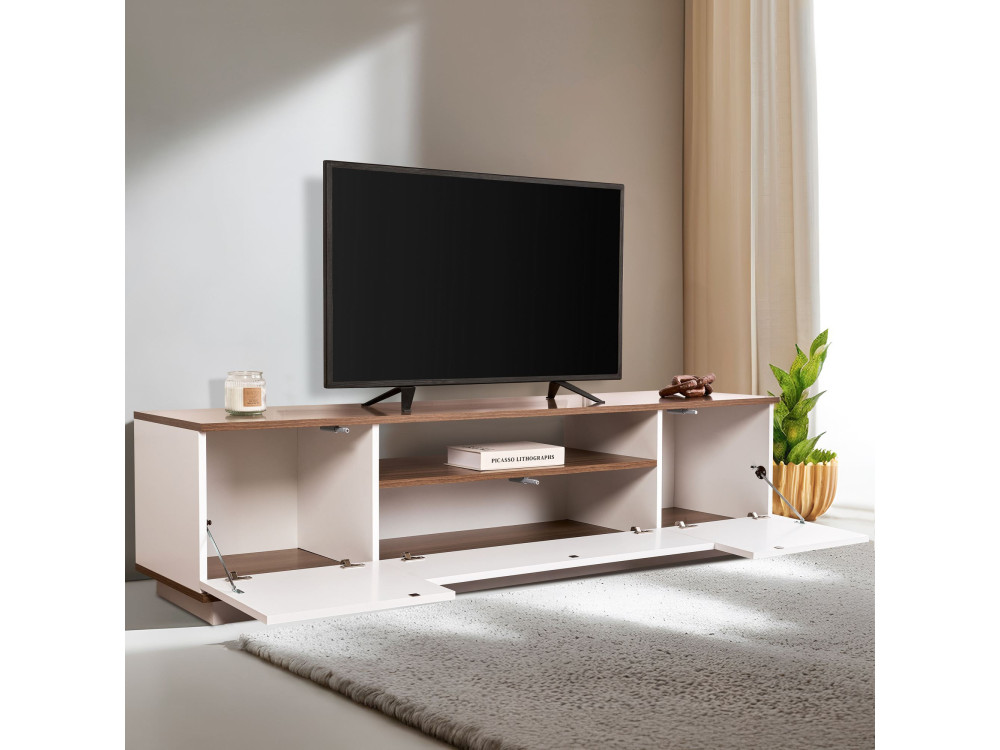 Porta TV in legno "Veramont" - 180 x 44 x 44 cm - Marrone scuro