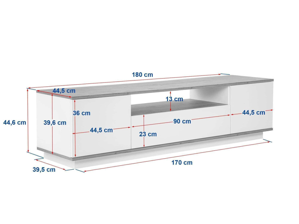 Porta TV in legno "Veramont" - 180 x 44 x 44 cm - Marrone scuro