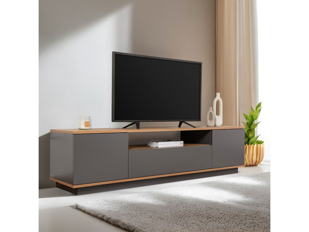 Porta TV in legno "Veramont" - 180 x 44 x 44 cm - Grigio antracite