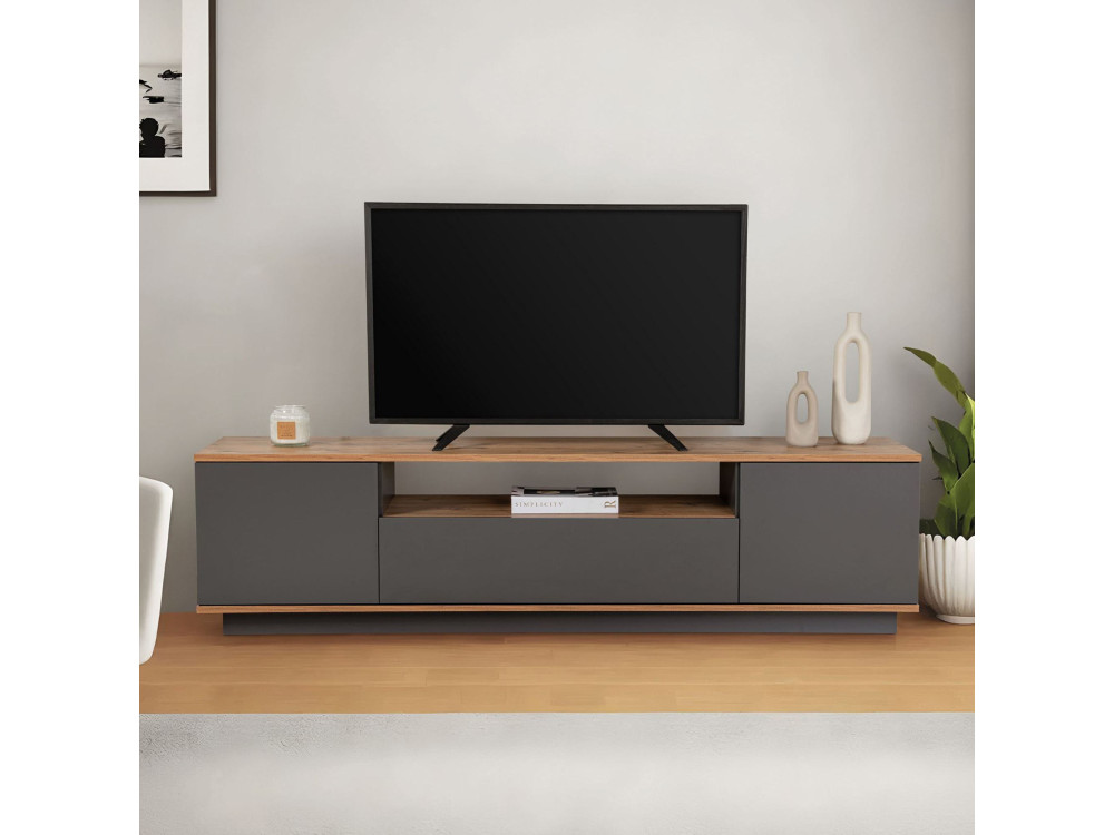 Porta TV in legno "Veramont" - 180 x 44 x 44 cm - Grigio antracite
