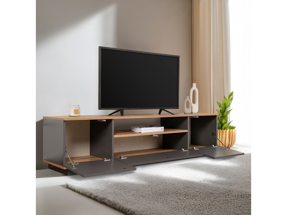 Porta TV in legno "Veramont" - 180 x 44 x 44 cm - Grigio antracite