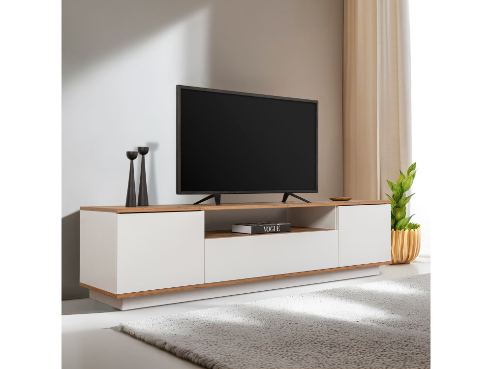 Porta TV in legno "Veramont" - 180 x 44 x 44 cm - Marrone