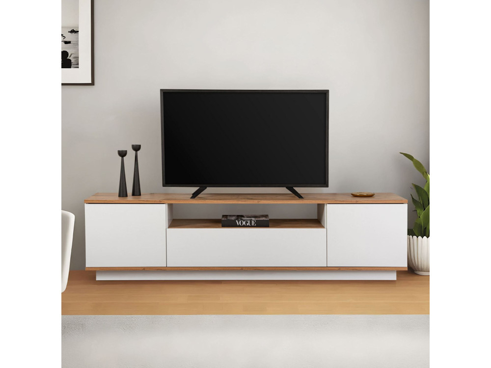 Porta TV in legno "Veramont" - 180 x 44 x 44 cm - Marrone