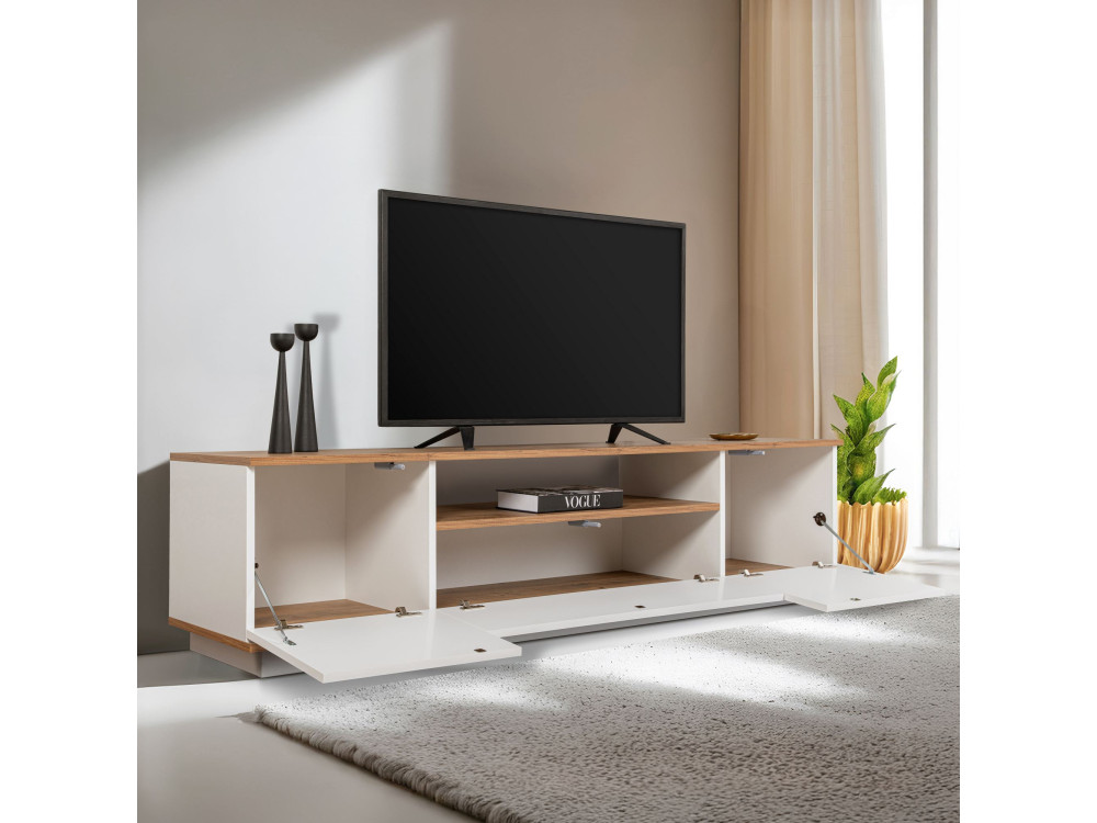 Porta TV in legno "Veramont" - 180 x 44 x 44 cm - Marrone