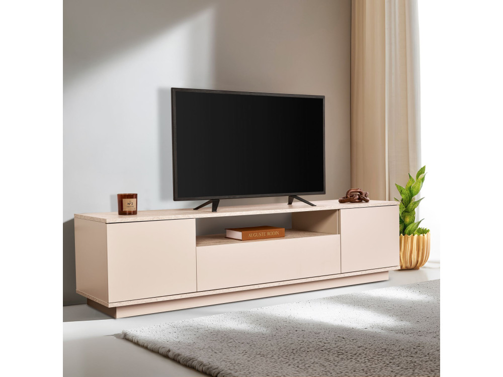 Porta TV in legno "Veramont" - 180 x 44 x 44 cm - Beige