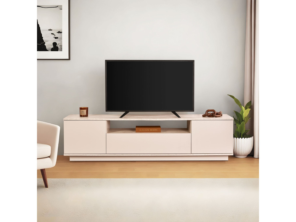 Porta TV in legno "Veramont" - 180 x 44 x 44 cm - Beige