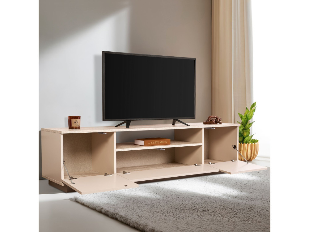 Porta TV in legno "Veramont" - 180 x 44 x 44 cm - Beige