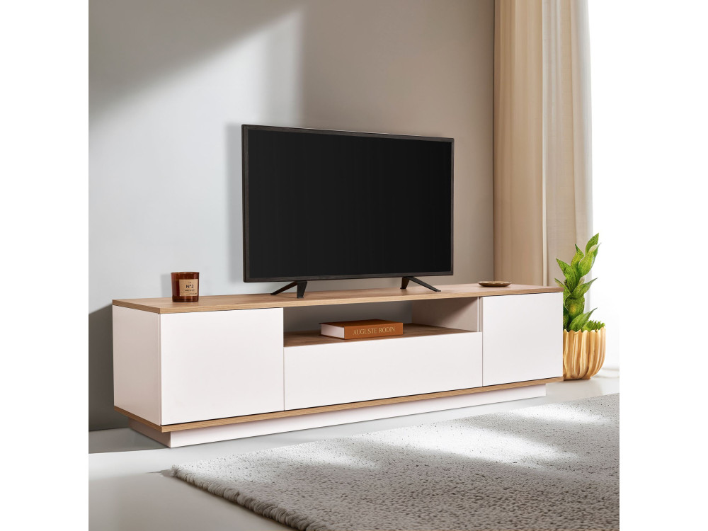 Porta TV in legno "Veramont" - 180 x 44 x 44 cm - Marrone chiaro