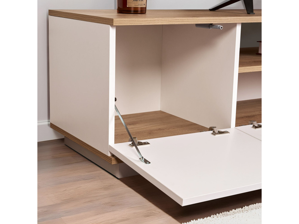 Porta TV in legno "Veramont" - 180 x 44 x 44 cm - Marrone chiaro