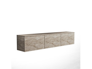 Mobile TV a parete in legno con illuminazione LED "Neon illuminated" - 160 x 32 x 35 cm - Travertino