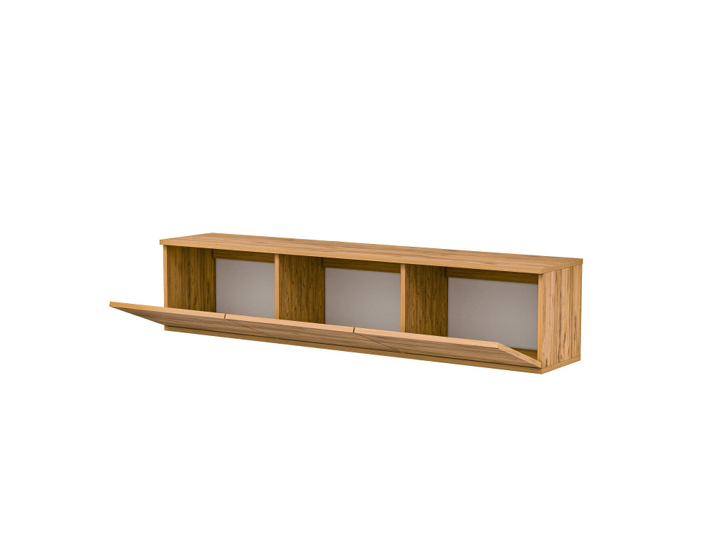 Porta TV in legno sospeso "illuminato al neon" con illuminazione a LED - 160 x 32 x 35 cm - Marrone