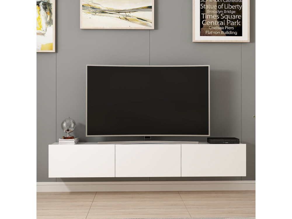 Mobile TV sospeso in legno "Rigel" - 180 x 32 x 30 cm - Bianco