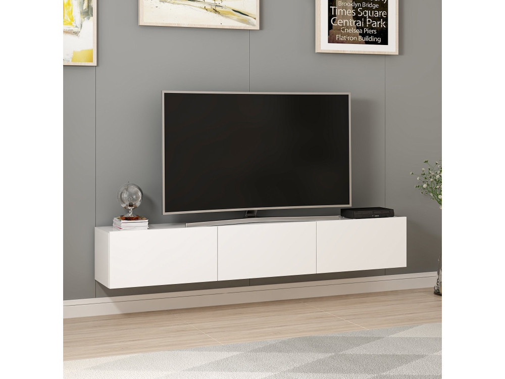 Mobile TV sospeso in legno "Rigel" - 180 x 32 x 30 cm - Bianco