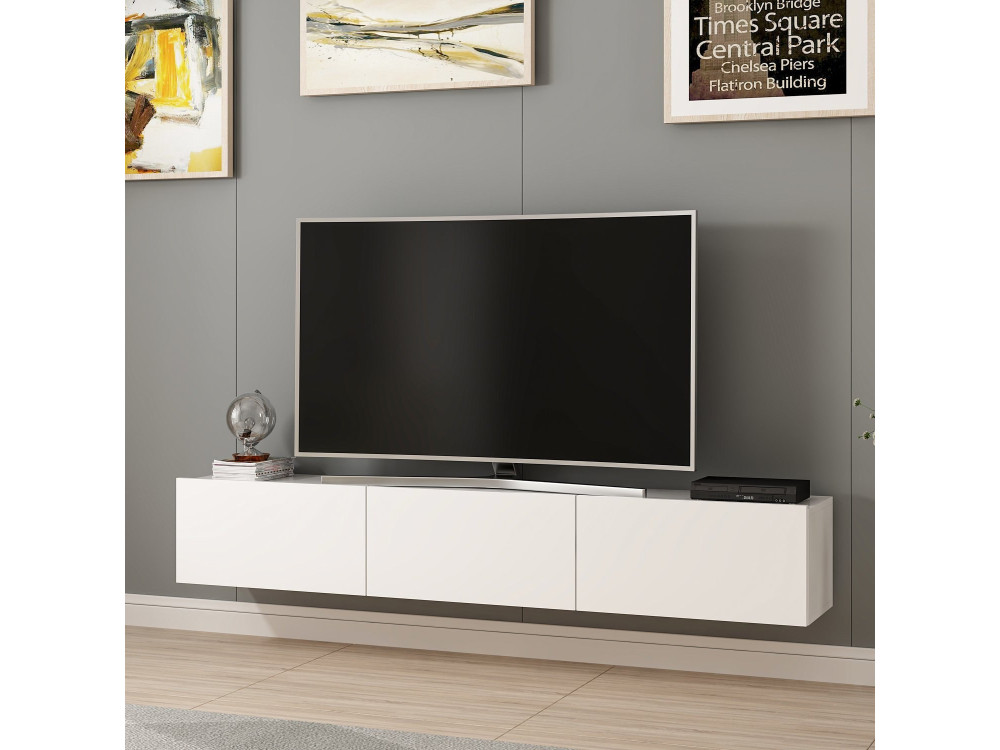 Mobile TV sospeso in legno "Rigel" - 180 x 32 x 30 cm - Bianco
