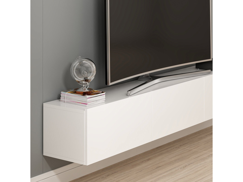 Mobile TV sospeso in legno "Rigel" - 180 x 32 x 30 cm - Bianco