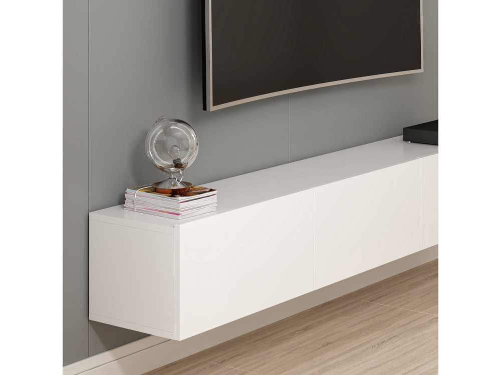 Mobile TV sospeso in legno "Rigel" - 180 x 32 x 30 cm - Bianco