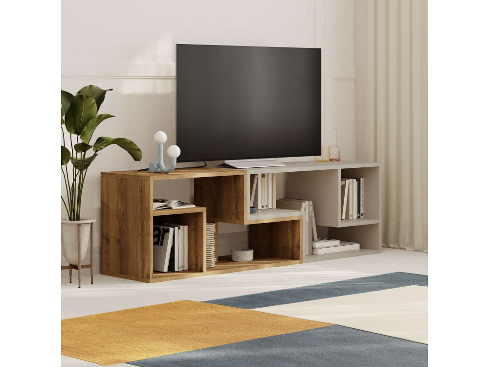 Mobile TV modulare in legno "Glis" - 145 x 35 x 44 cm - Beige