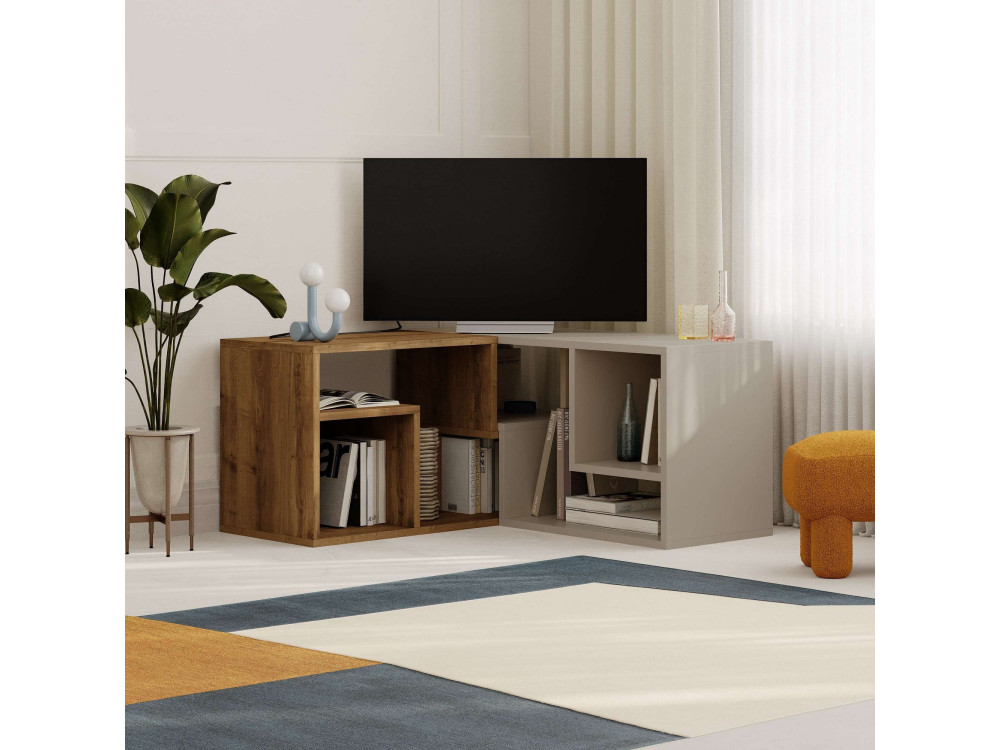 Mobile TV modulare in legno "Glis" - 145 x 35 x 44 cm - Beige