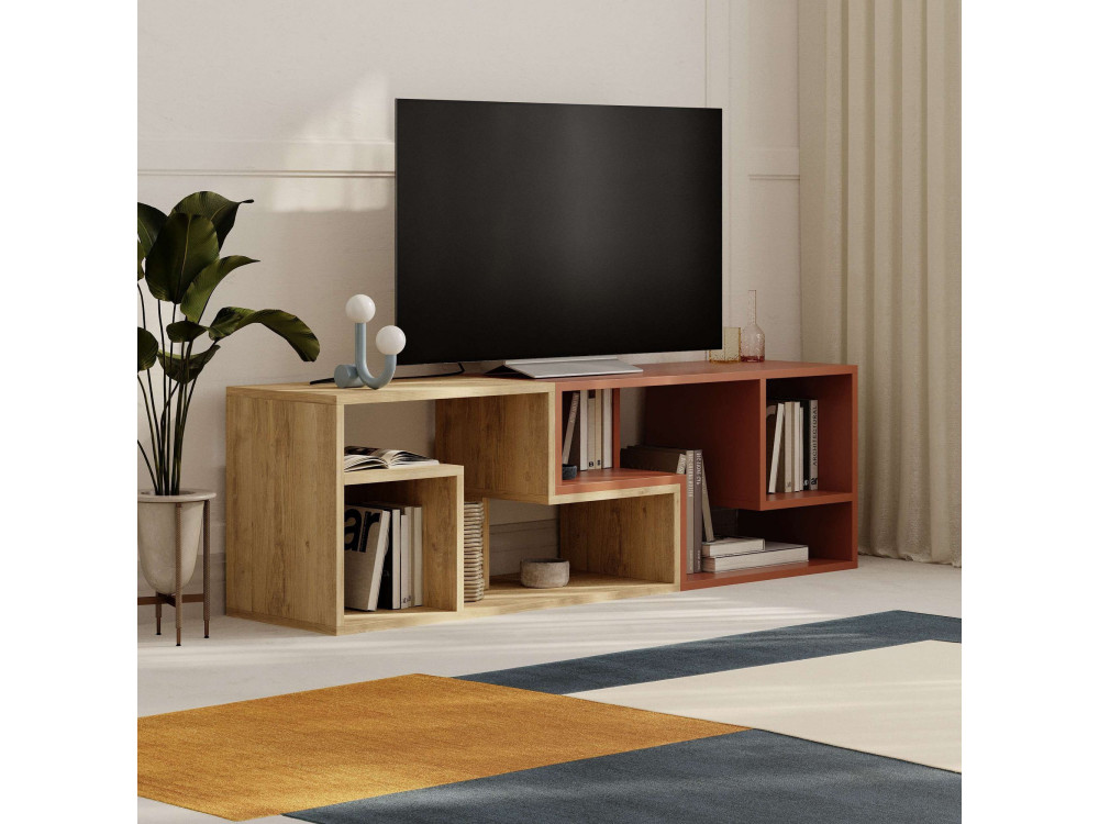 Mobile TV modulare in legno "Glis" - 145 x 35 x 44 cm - Terracotta