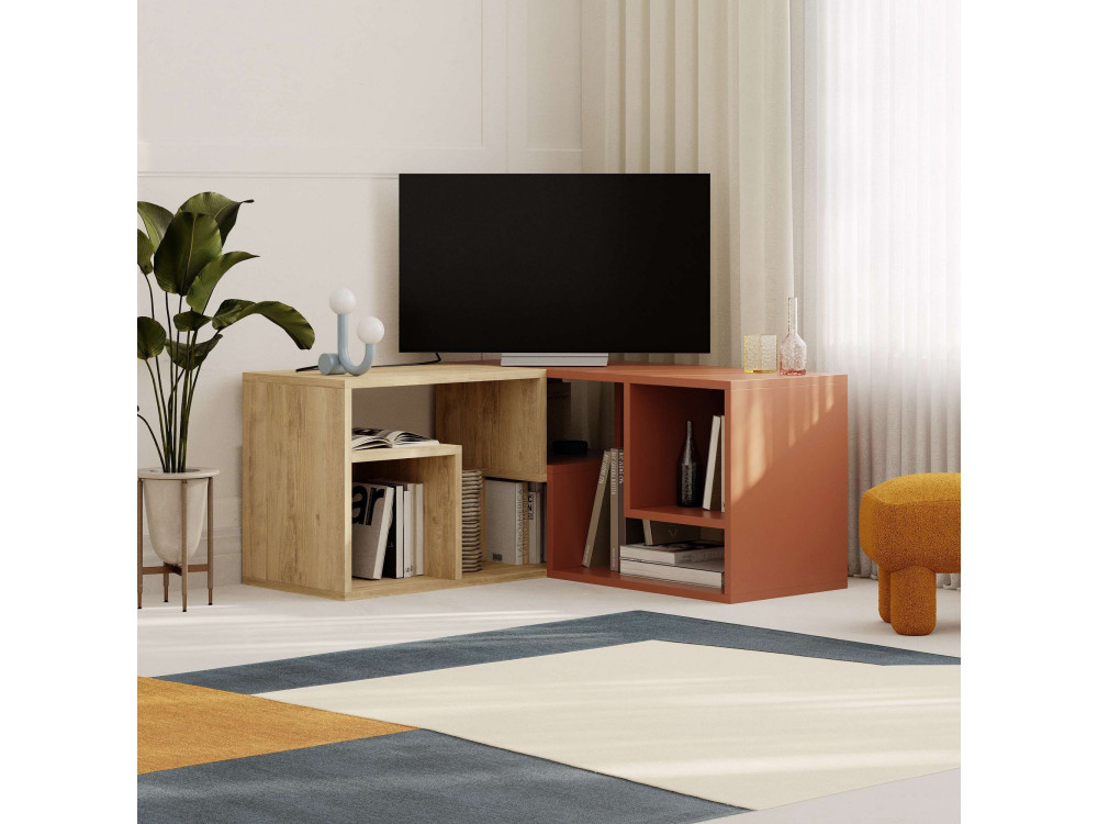 Mobile TV modulare in legno "Glis" - 145 x 35 x 44 cm - Terracotta