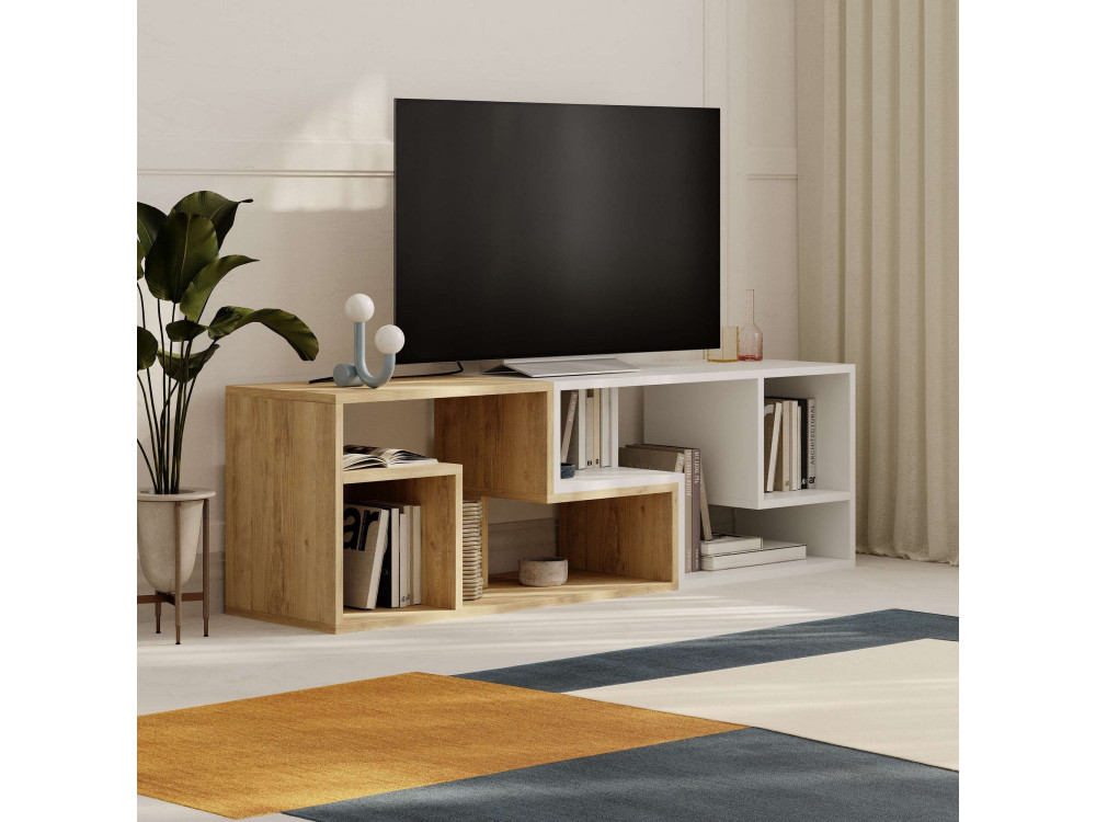 Mobile TV modulare in legno "Glis" - 145 x 35 x 44 cm - Bianco