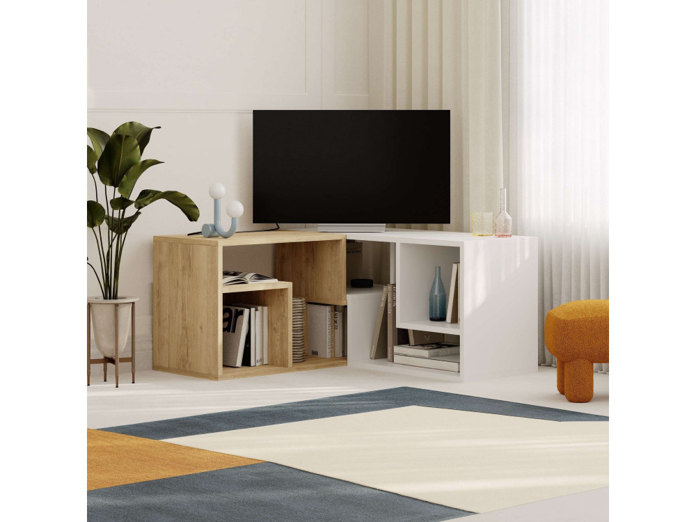 Mobile TV modulare in legno "Glis" - 145 x 35 x 44 cm - Bianco
